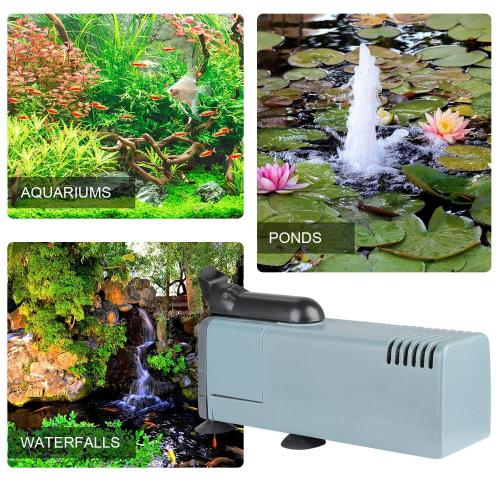 Heto 132GPH Submersible Pump (500L / H, 10W), Quiet Water Pump dengan 1,64ft High Lift, Aquarium pump dengan 6ft Power Cord