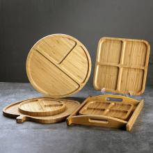 Bamboo Wooden Tray with Handle - Dinner, Breakfast, and Sushi Serving Plate for Parties