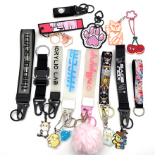 Anpassad Jelly Polyester Nylon Short Wristlet Lanyard Keychain