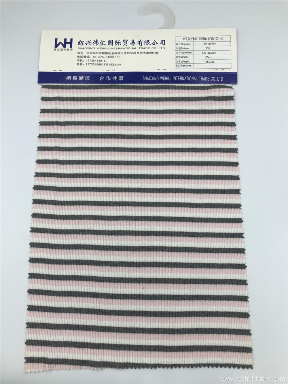 High Quality Ribbing Knitted T/C Pink Stripes Fabrics