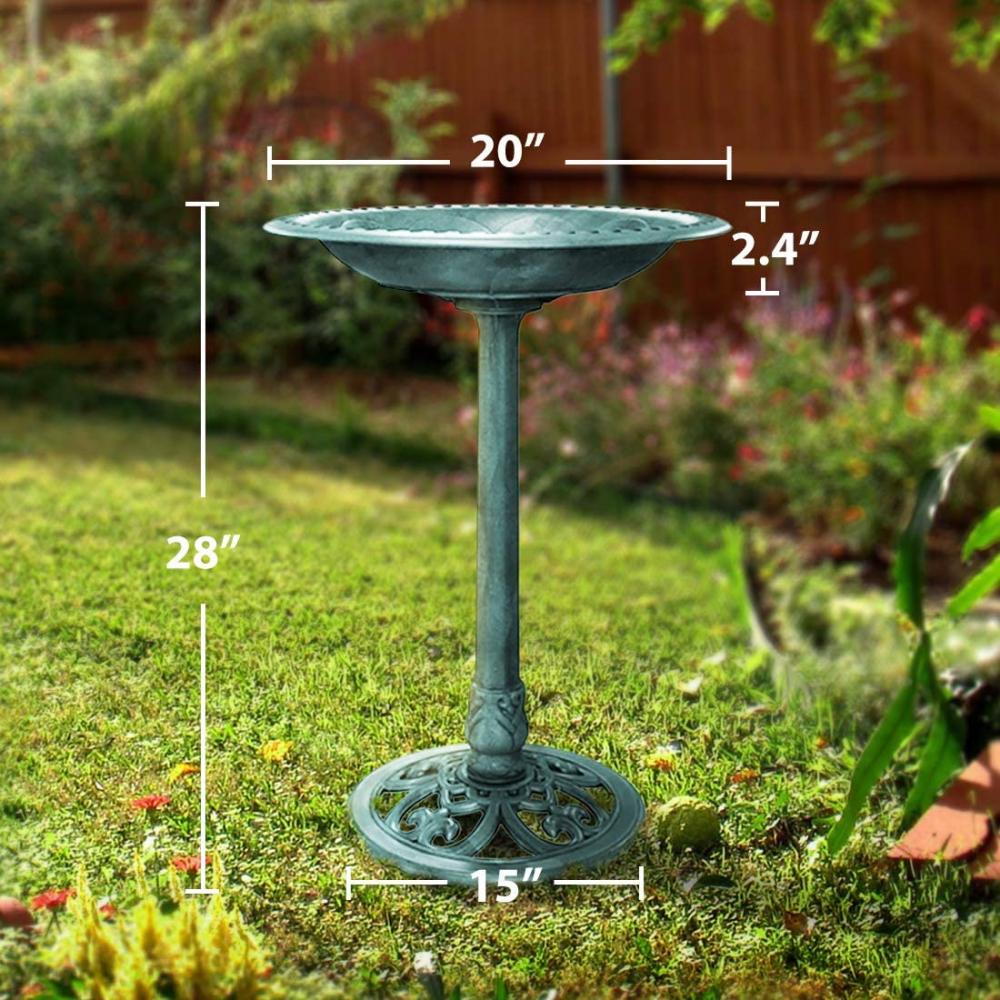 Tinggi 28 inci Polyresin Garden Bird Bath