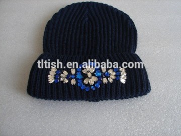 Fashion strass hat knitting hat with strass