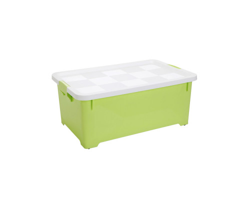 Plastic 35L Transparent Household Essentials Nested Storage Boxes with Lids And Sliding Wheels Stacking Box -Medium Size