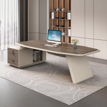 Luxury Modern Executive Office Desk with Side Cabinet