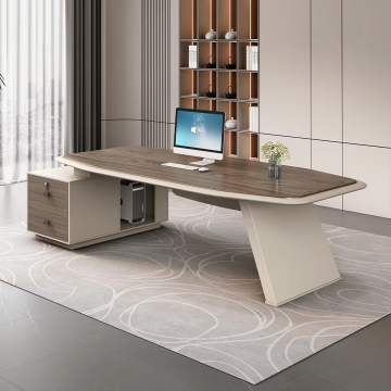 Luxury Modern Executive Office Desk with Side Cabinet