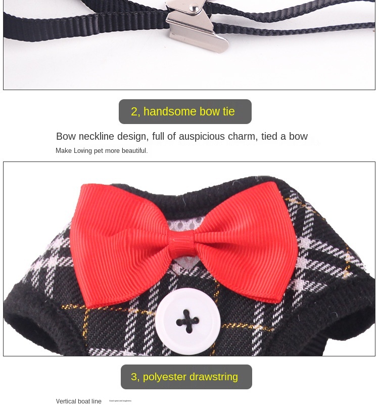 Pet Leash Dog Chest Strap Pet Vest Evening Dress Butterfly Bow Tie Chest Strap Pet Leash