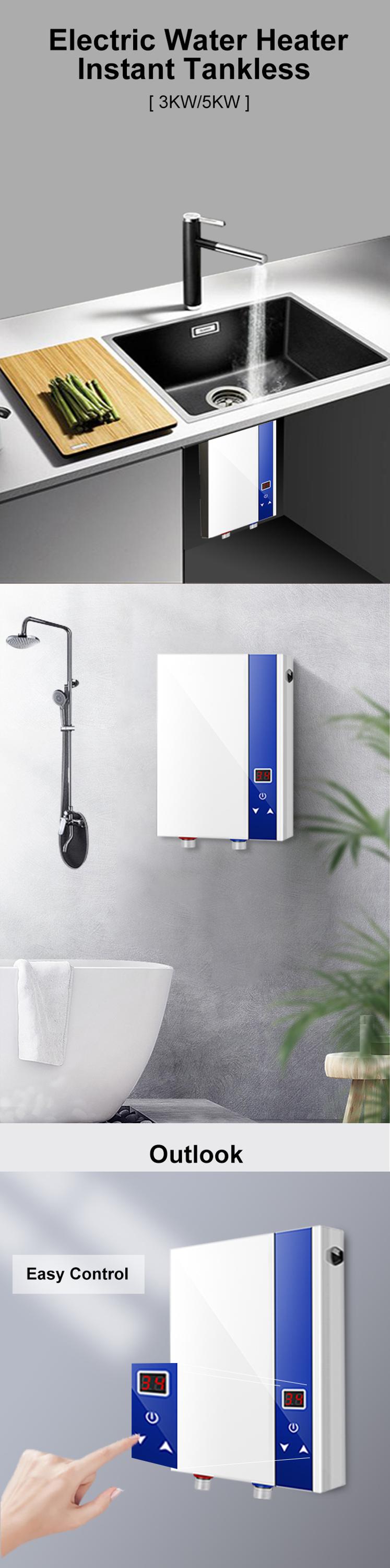 5KW-WH-DSK-E(E7)-29 bathroom 5000w tankless hot water heater smart wifi