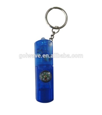 whistle LED flashlight with key chain,mini torch with compass,key chain with light, whistle key chain