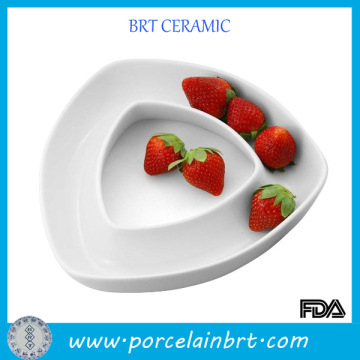 White porcelain 2 Tier Triangle Fruit Salad Bowl