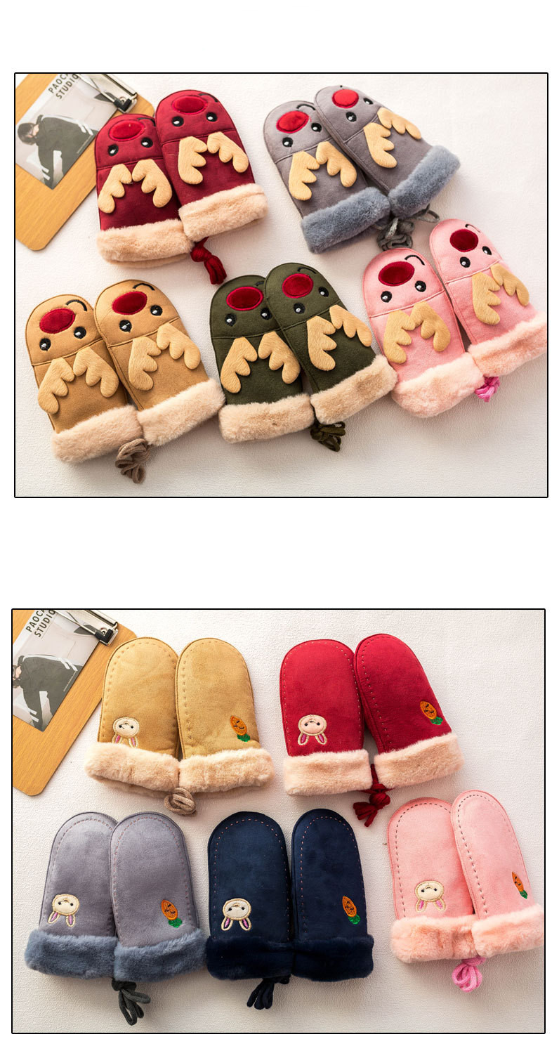 Winter cartoon suede gloves for boys and girls (4)