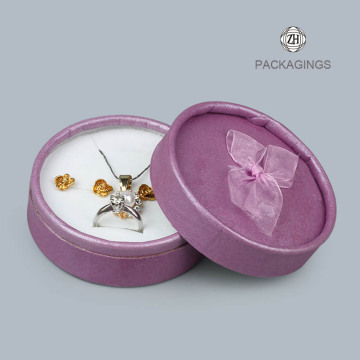 Purple custom round rings boxes with lids