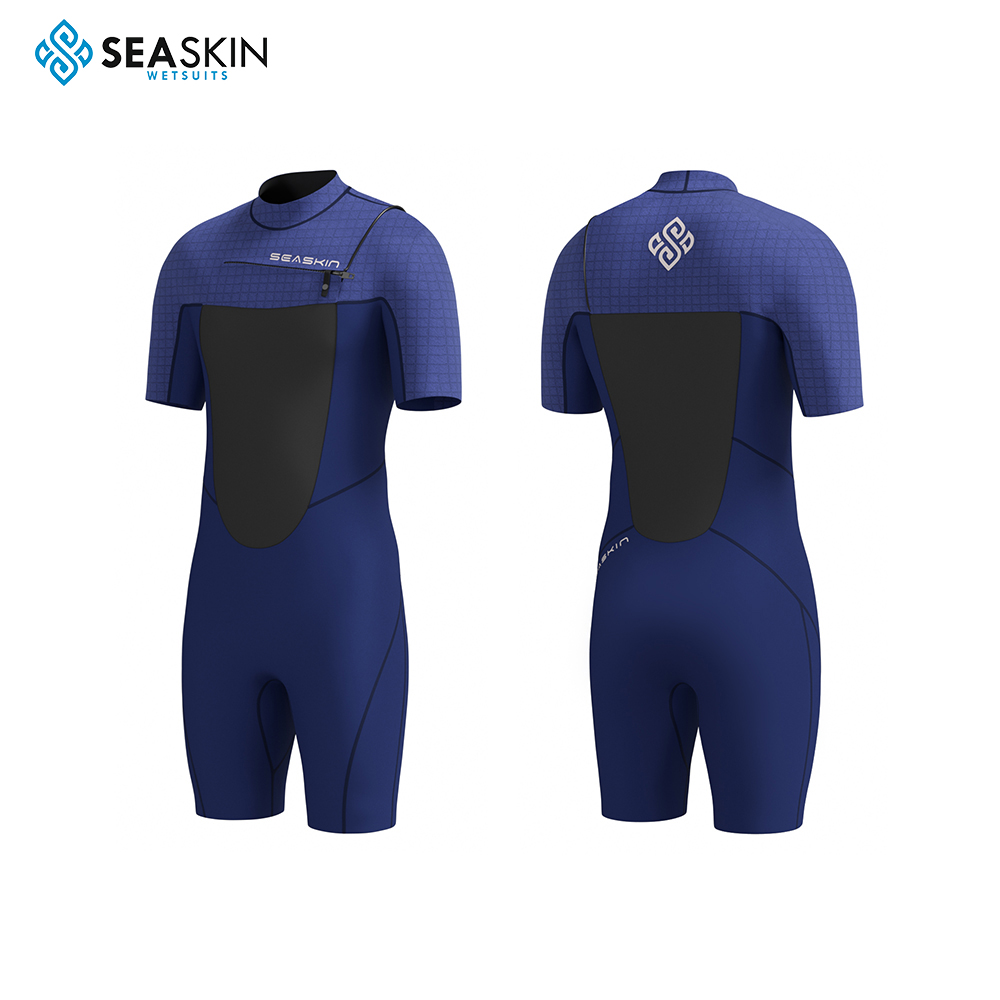 Seasin Mens 2mm Shorty Chest Zip Surfing Wetsuit