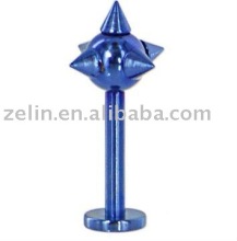 Blue Anodized Titanium SPIKE lip ring body labret piercing jewelry