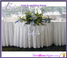 17 feet white polyester table skirts, polyester table skirtings for wedding events