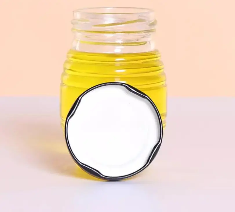 100ml-730ml Glass Round Shape Honey Jars with Honeycomb and Screw Thread Pattern, Glassware Metal Cap, Jam Jars, Glassware