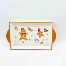 Christmas Gingerbread Man Rectangular Ceramic Serving Tray