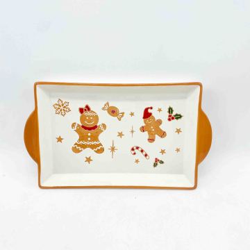Christmas Gingerbread Man Rectangular Ceramic Serving Tray