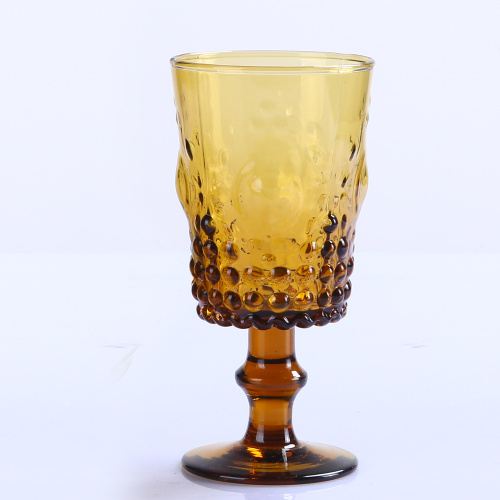 Solid Amber Color Glass Tumbler And Goblet