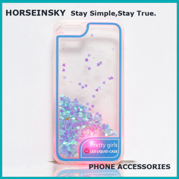 Liquid quicksand glitter led phone case for iphone 7 for iphone 7 plus