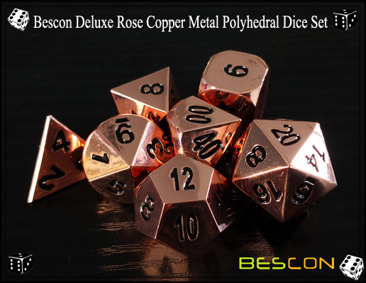 Bescon Deluxe Rose Copper Metal Polyhedral Dice Set-3