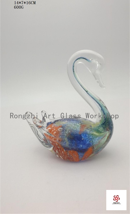 Rainbow Swan Glass Sculpture