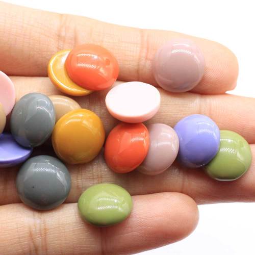 Colorful 14MM Flatbck Round Beads Flat Back Resin Cabochons For Stud Hair Bow Jewelry Making Findings