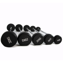 Wholesale Chrome-Coated Steel Barbell Curl Bars with Pre-Weighted Cast Iron Weights