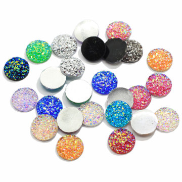 12MM Resin Flat Round AB Finish Cabochons Druzy Charms Flatback Colored Druzy Resin Cabochon Jewelry