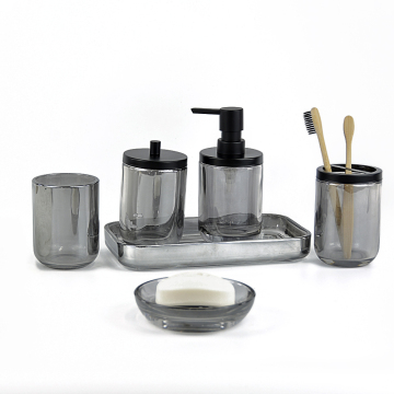 Gray Bathing Set Glass Bottle