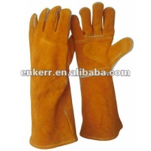 yellow cow split leather work glove welding glove gauntlet cuff