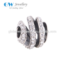 925 Silver Charm Crystal Openwork Charm Circle Bracelet Bead