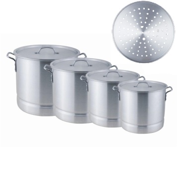Aluminum Steamers with Glass Lid in Silver: Available in 8-Quart, 12-Quart, 16-Quart, and 20-Quart Sizes