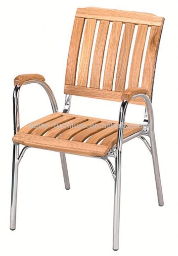 Aluminum wood curved arm chair