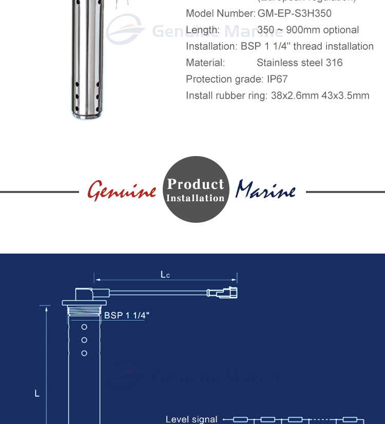 Genuine Marine water fuel depth diesel gas tank level sensor oil tank gps tank level sensor