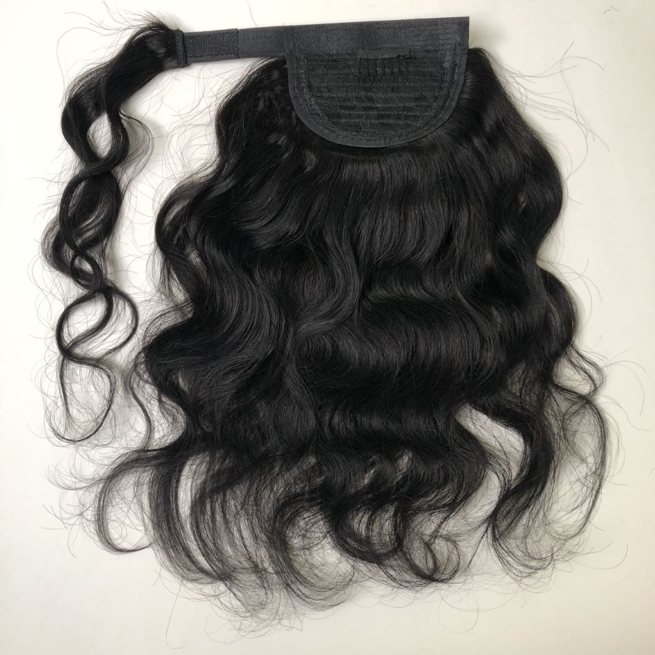 Wholesale Long Wavy Ponytail Human Hair Straight and kinky curly Drawstring Ponytails Clip in Hair Ponytail for Black women