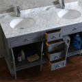Ganda wastafel kamar mandi kayu Solid yang Modern kesombongan kabinet Combo