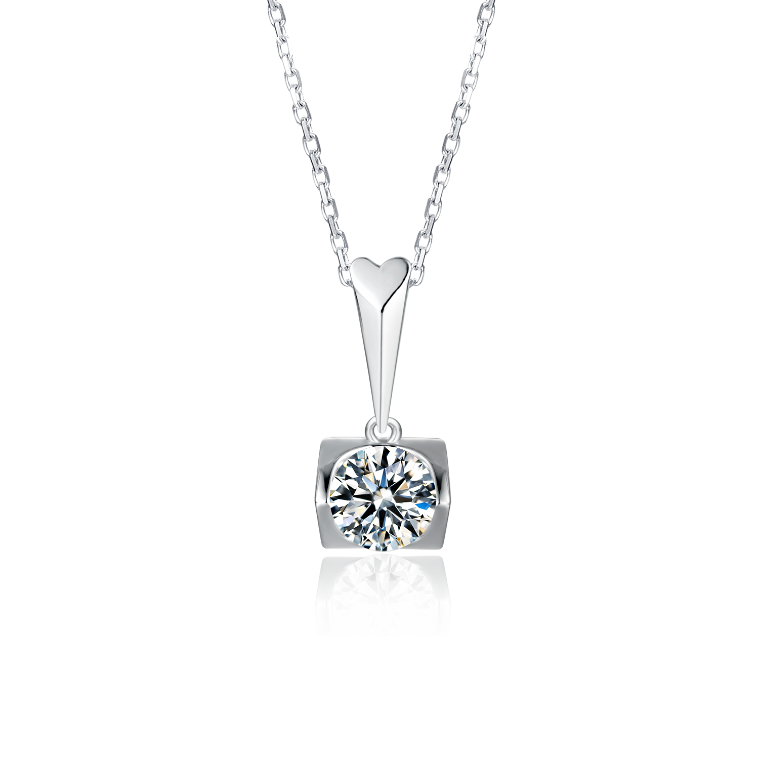 Luxury  925 Sterling Silver Moissanite Diamond Pendant Women Heart Shape Hollow Setting Large Diamond Wedding Party Necklace