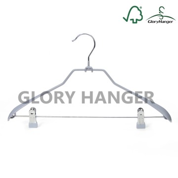 Glory Hanger metal coat hanger,non-slip pvc coated hanger with clips