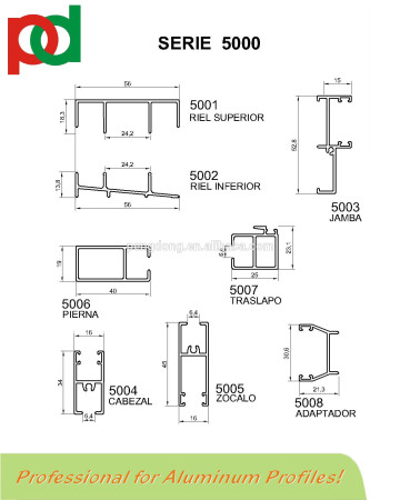 Aluminium profiles for windows and doors to Chile and Bolivia Marcket Line5000