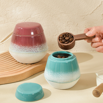 Ceramic Reactive Glaze Storage Jars for Tea, Coffee, Sugar, and Salt