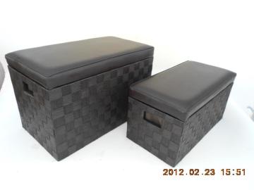Upholstered S/2  paper storage bench