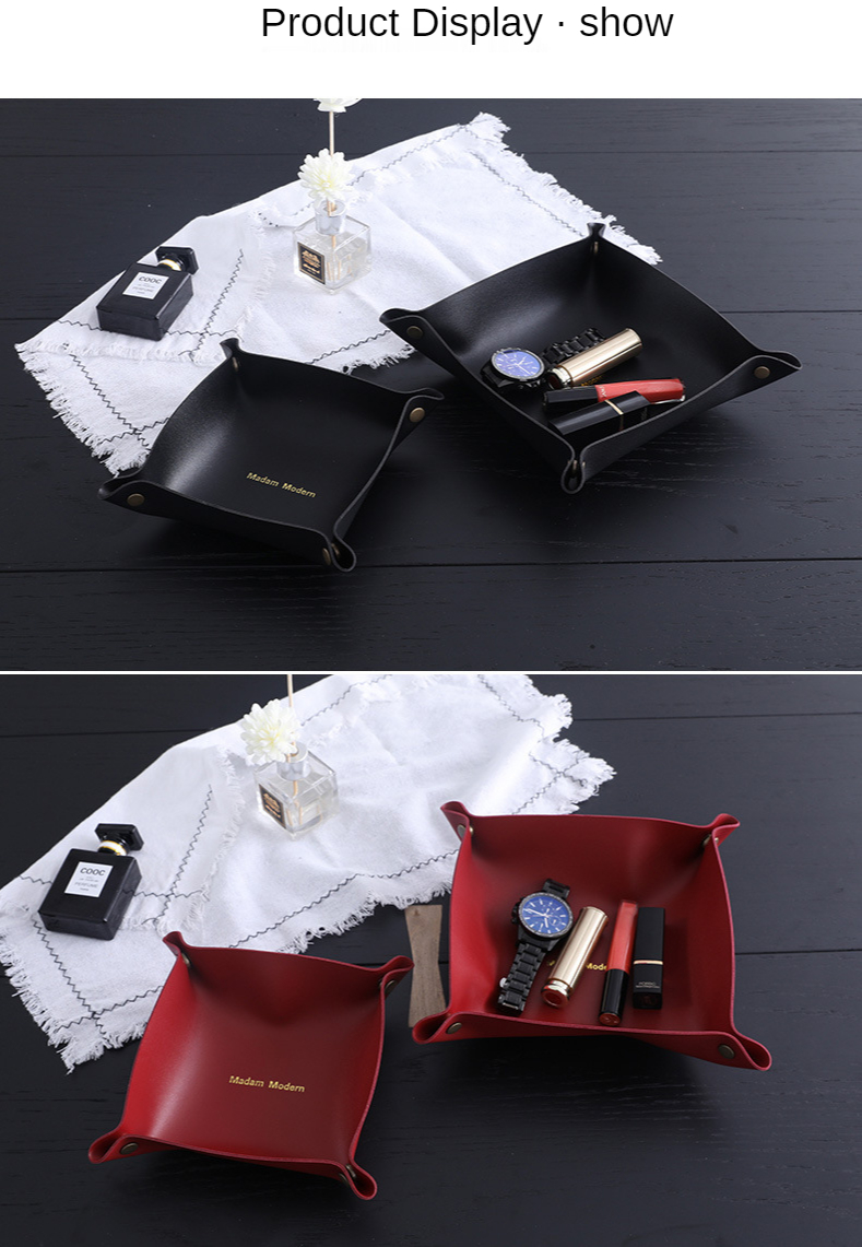 2021 Wholesale  Ready Stock Leather Double-deck Dice Tray Jewelry Tray for Key Coin Change Phone Wallet