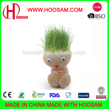 Top promotional gift Planted In Office Child Toys Growing Grass Head Doll