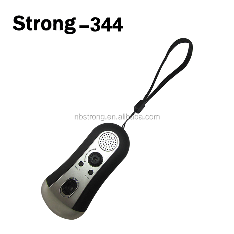 3 LED hand cranking plastic rechargeable torch solar flashlight with radio