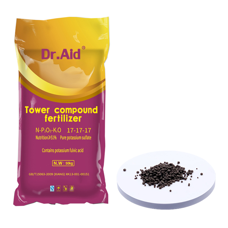 Dr Aid NPK 17 17 17 Factory price High-Tower Potassium Fulvic Acid Agriculture fertilizer npk soluble fertilizer