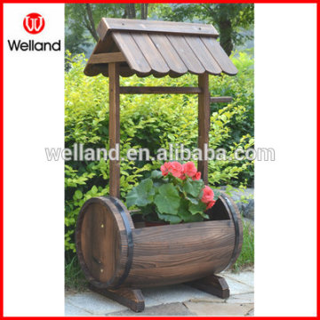 Balcony Wooden Barrel Flower Planters Old Fashioned