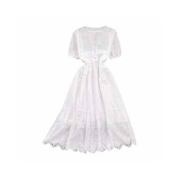 Customized Short-sleeve V-neck A-line Dress