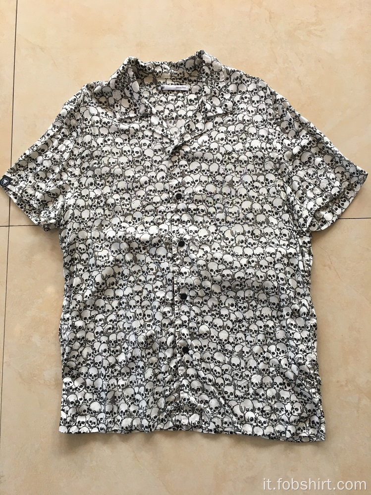 Camicia casual hawaiana da uomo in cotone con stampa