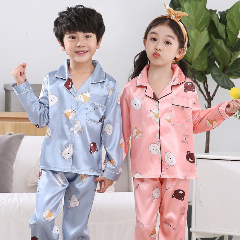 Custom Satin Kid Milk Silk sleepwear Anak piyama anak nyaman