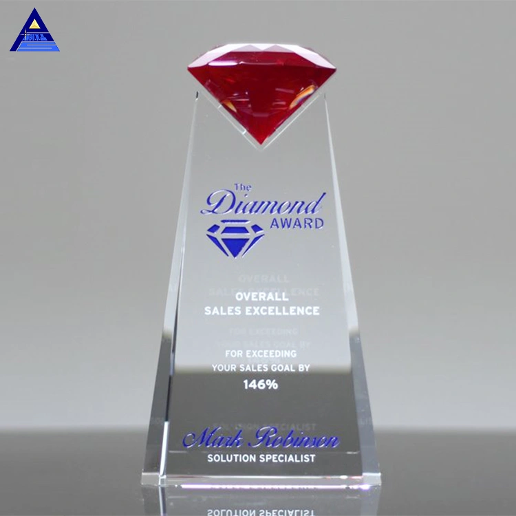 Clear Crystal Trophy Plaques Awards LED Painting Les Crushed Diamond Plaque